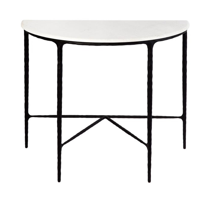  Heston Marble Demilune Table - Black - Tables - Eleganté