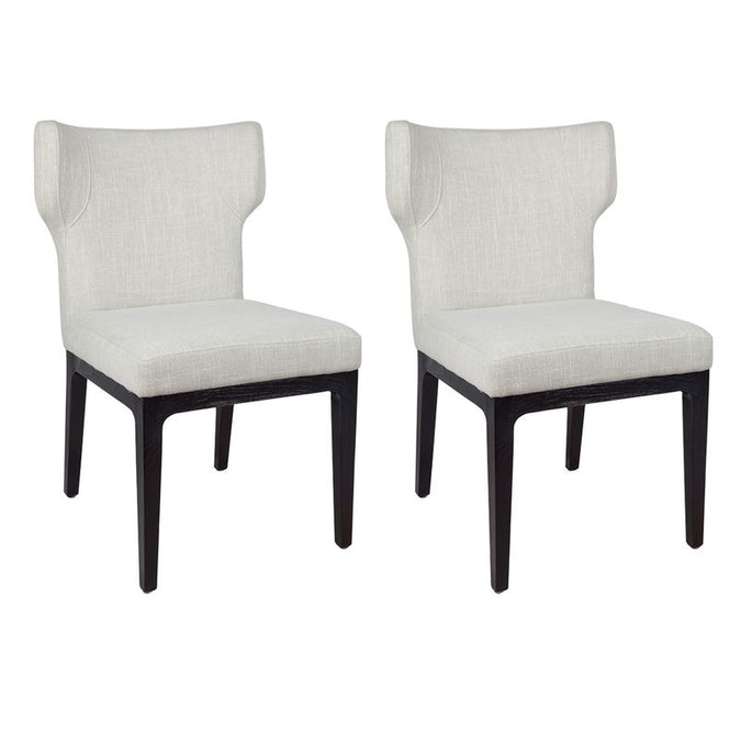 Ashton Black Dining Chair Set of 2  - Natural Linen - Seating - Eleganté