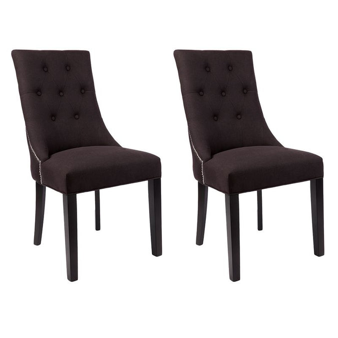  London Dining Chair Set of 2 - Black Linen - Seating - Eleganté