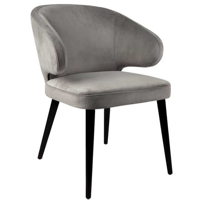  Harlow Black Dining Chair - Grey Velvet - Seating - Eleganté