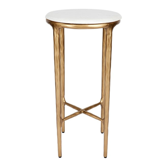  Heston Petite Marble Side Table - Brass - Tables - Eleganté