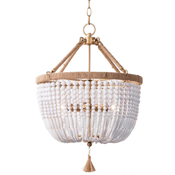  Malabar Beaded Pendant - Small Natural/White - Chandeliers and Pendants - Eleganté