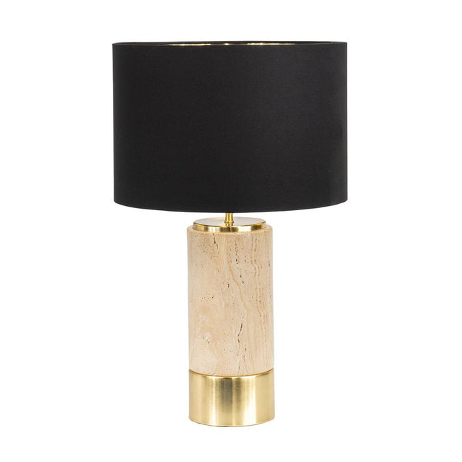  Paola Travertine Table Lamp - Black Shade - Table Lamps - Eleganté