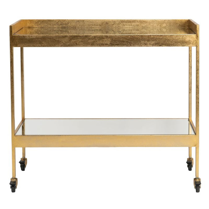  Fenton Mirrored Bar Cart - Gold Leaf - Storage - Eleganté