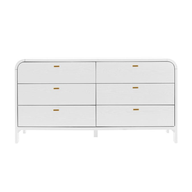  Chisholm Oak 6 Drawer Chest - White - Storage - Eleganté