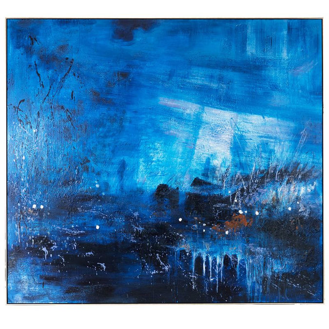  Emerging Blues Oil On Canvas Painting - Extra Large - Art - Eleganté