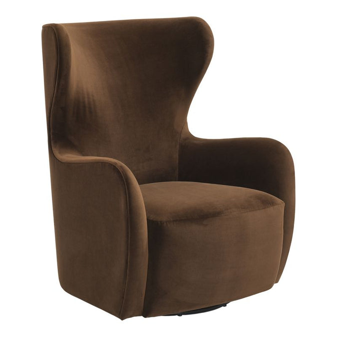  Aaron Swivel Arm Chair - Dark Chocolate Velvet - Seating - Eleganté