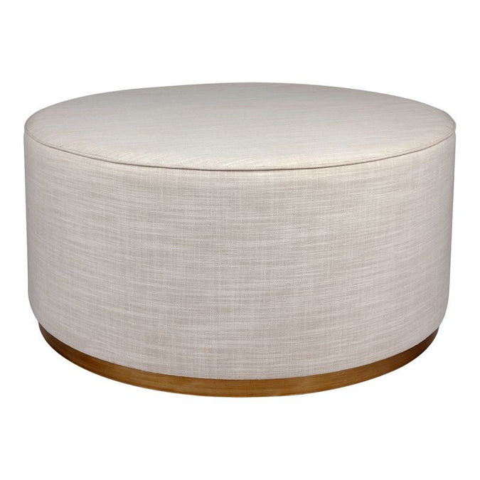  Ames Round Ottoman - Off White Linen - Seating - Eleganté