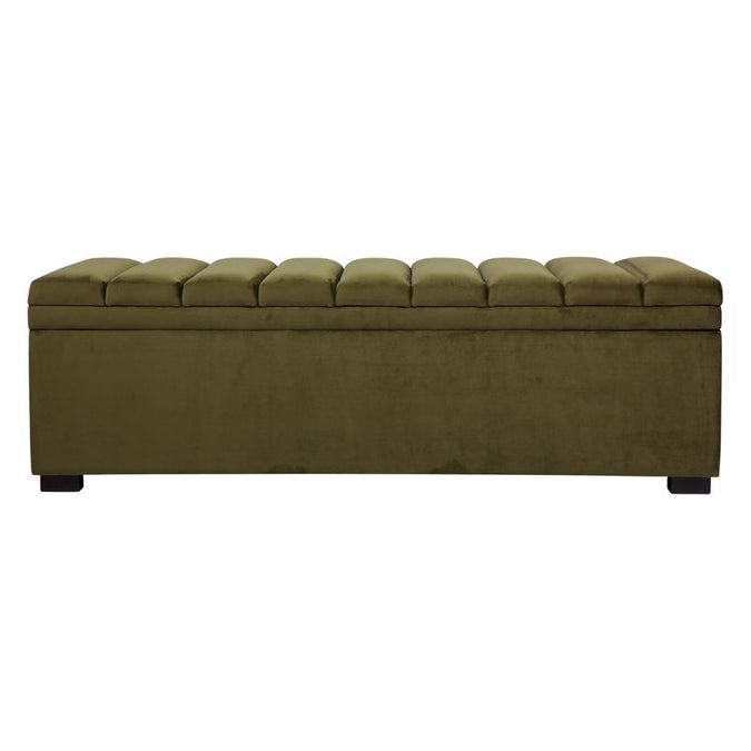  Soho Storage Bench Ottoman - Olive Velvet - Seating - Eleganté