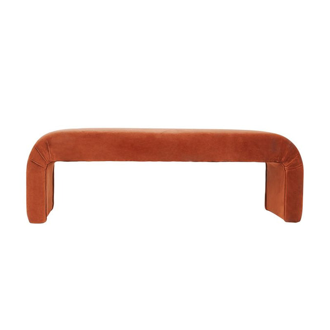  The Curve Bench Ottoman - Caramel Velvet - Seating - Eleganté
