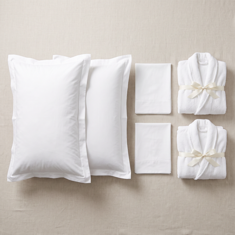 King / Classic White / Add Matching His & Hers Robes 5 Star Hotel Wedding Bundle - King/Queen - Bedding - Eleganté