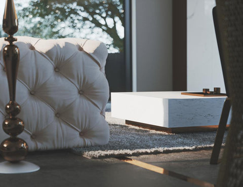  Square Marble Coffee Table - White -  - Eleganté